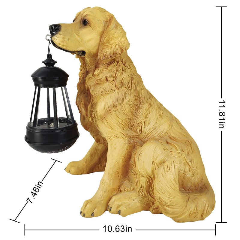 Notakia Golden Retriever Statue Outdoor with Solar Led Home Garden Decoration Windproof Lamp Realistic Dog Decor(Golden Retriever &LED) - Image 3